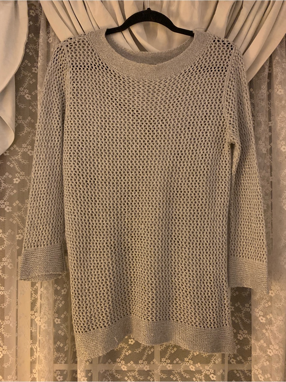 Dress Barn Silver Open-Knit Sweater